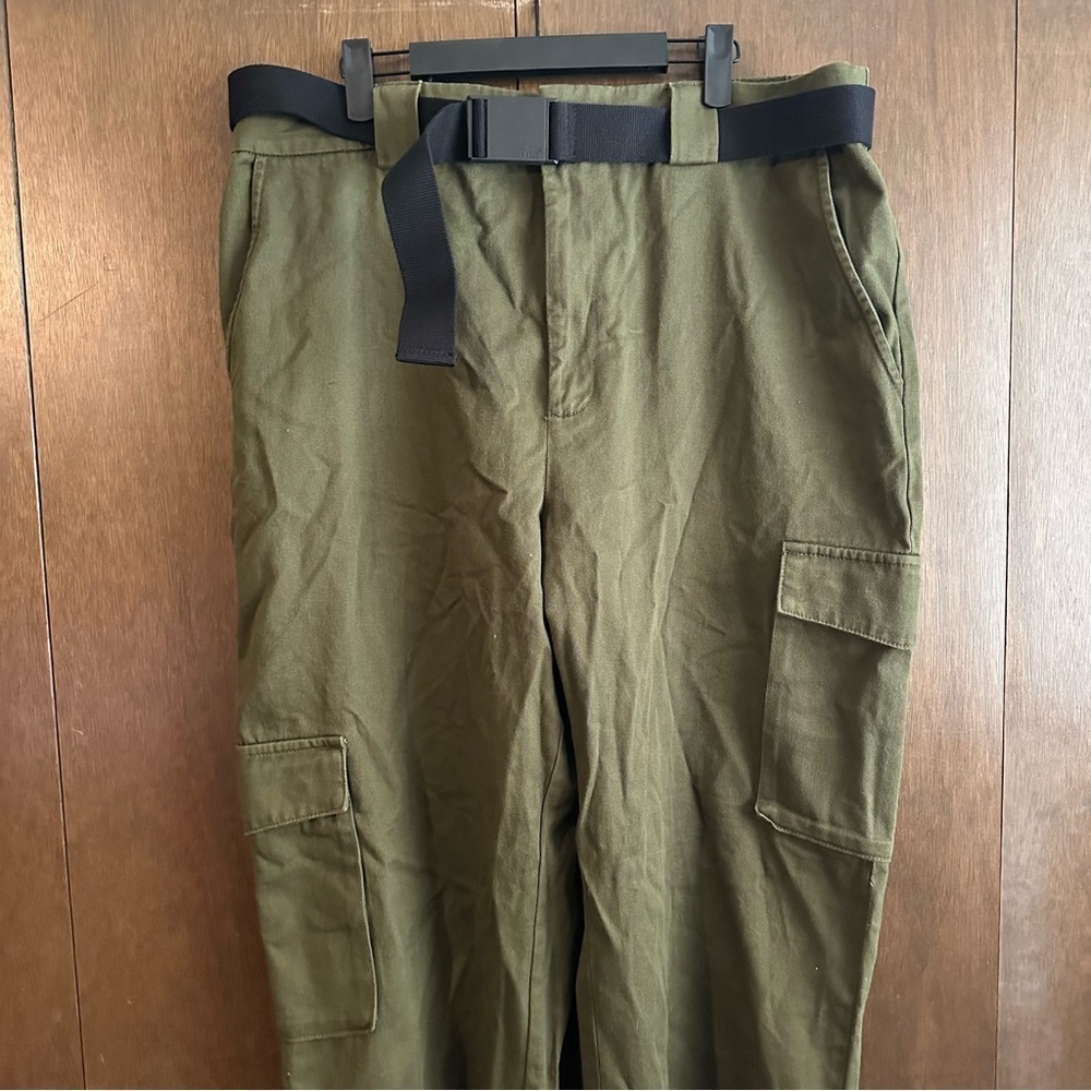 Aritzia TNA Fatigue Olive Green High Rise Cargo Pant Black Belted Size 2XL NWT - Picture 7 of 16